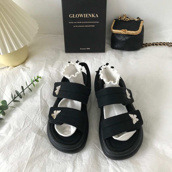 Dép nữ nơ nơ dày đáy dày thể thao giải trí ma thuật dán