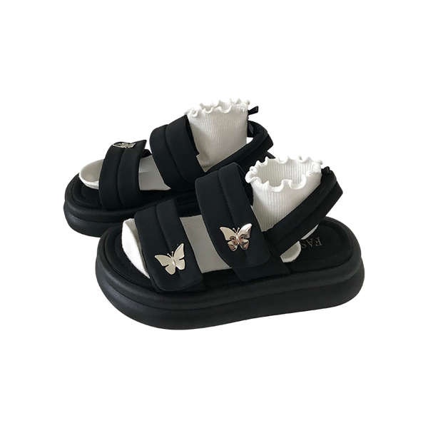 Dép nữ nơ nơ dày đáy dày thể thao giải trí ma thuật dán