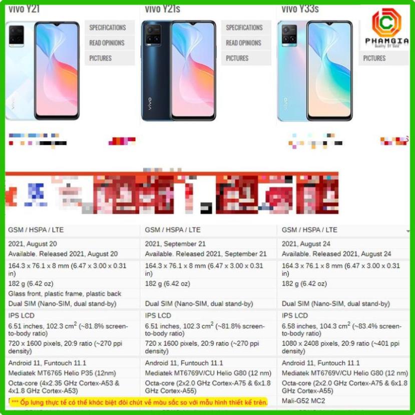 Ốp lưng Vivo Y21 / Y21S / Y33S giả iphone mặt lưng ép kính chống bể