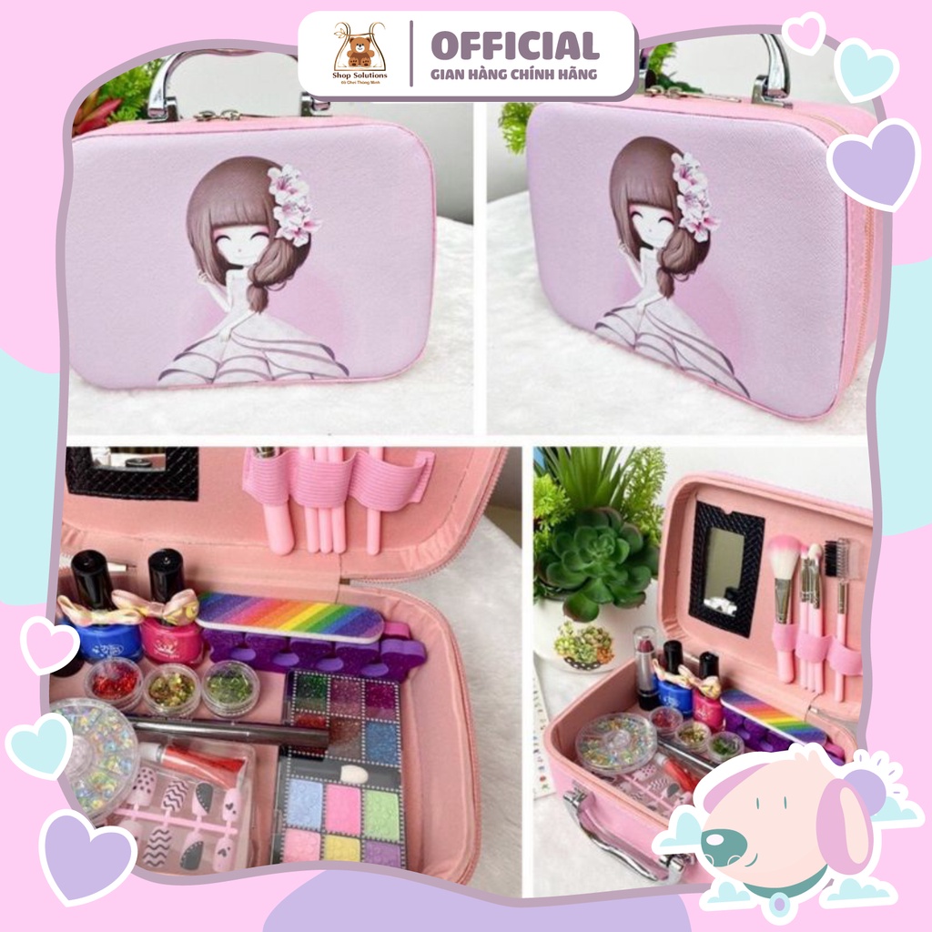 Đồ chơi trang điểm làm móng dành cho bé, kiểu dáng túi xách sang trọng, màu vẽ rõ nét tự nhiên, không gây độc hại