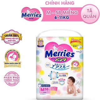 Tã bỉm quần merries hàng nội địa nhật size m cho bé 6-11kg, 58 miếng