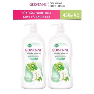 Combo 2 Sữa tắm trắng da hương nước hoa Gervenne Kiwi và Bạch Trà 450g chai