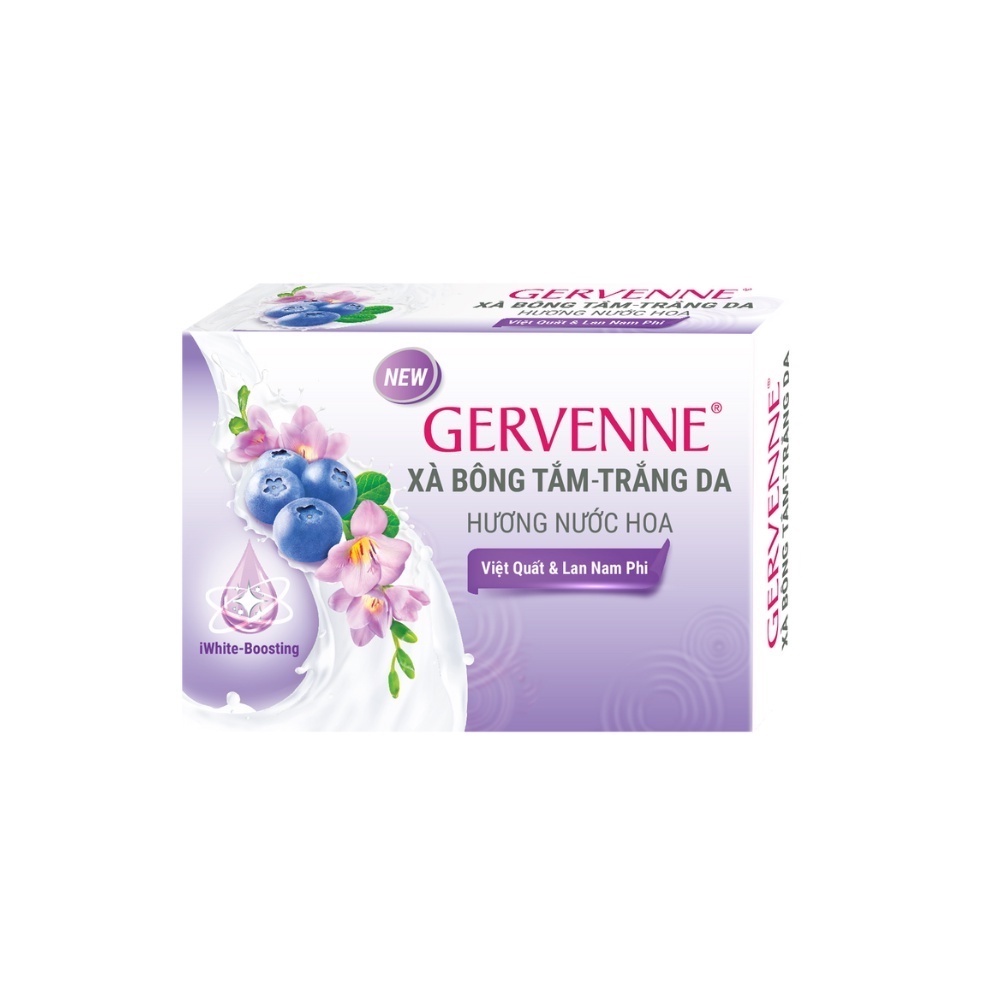 Xà bông tắm trắng da hương nước hoa Gervenne Việt Quất & Lan Nam Phi 90g