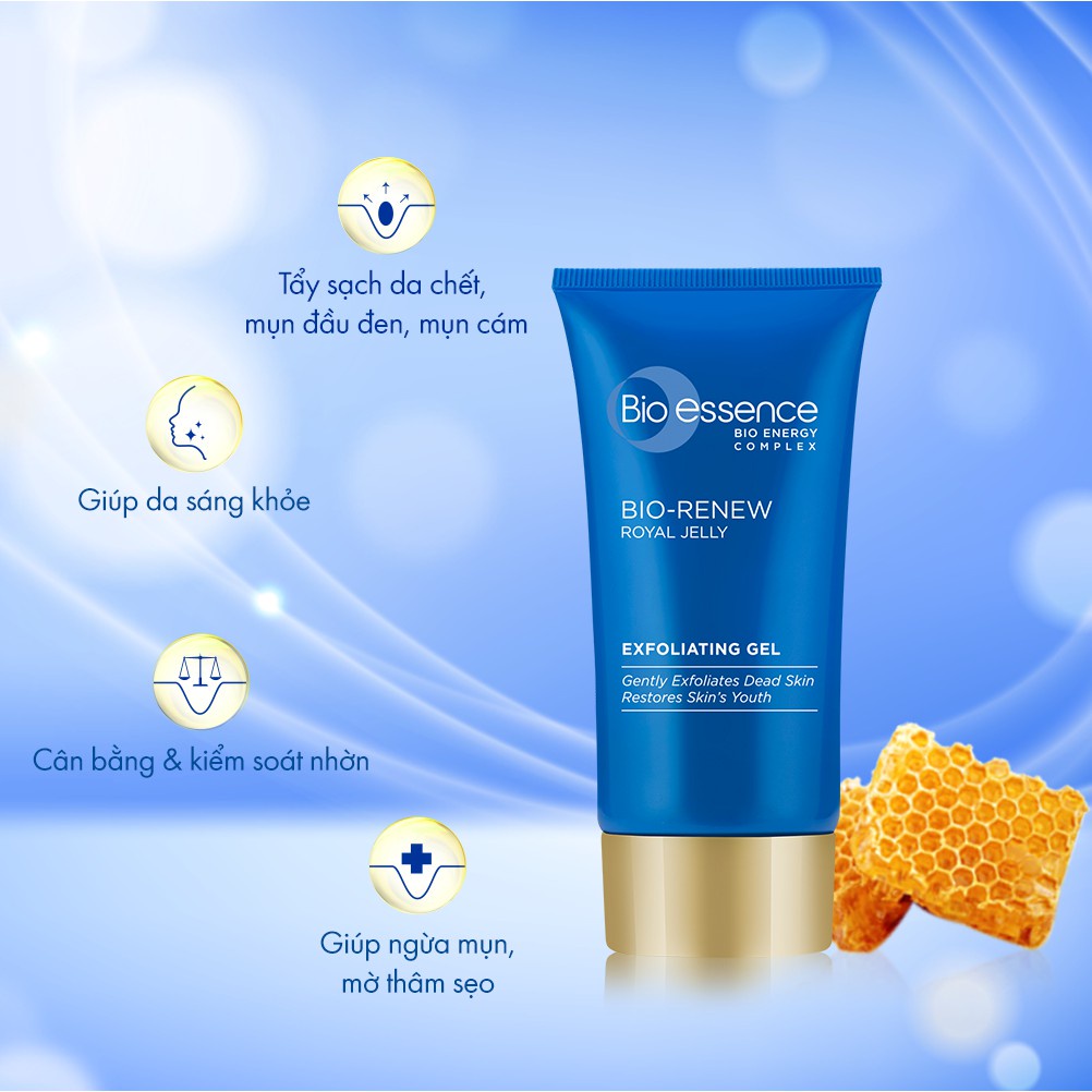 Gel tẩy tế bào chết dưỡng da tươi trẻ Bio-Essence Bio-Renew tinh chất sữa ong chúa 60g