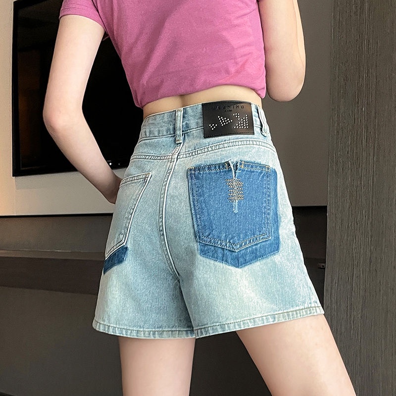 Quần Short Denim Lưng Cao Dáng Chữ a Ống Rộng Phong Cách Thời Trang Mùa Hè Mới Cho Nữ