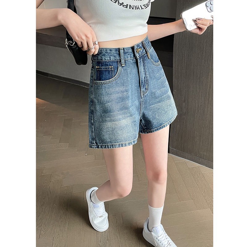 Quần Short Denim Lưng Cao Dáng Chữ a Ống Rộng Phong Cách Thời Trang Mùa Hè Mới Cho Nữ