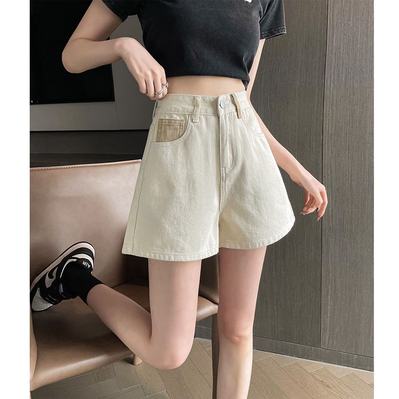 Quần Short Denim Lưng Cao Dáng Chữ a Ống Rộng Phong Cách Thời Trang Mùa Hè Mới Cho Nữ