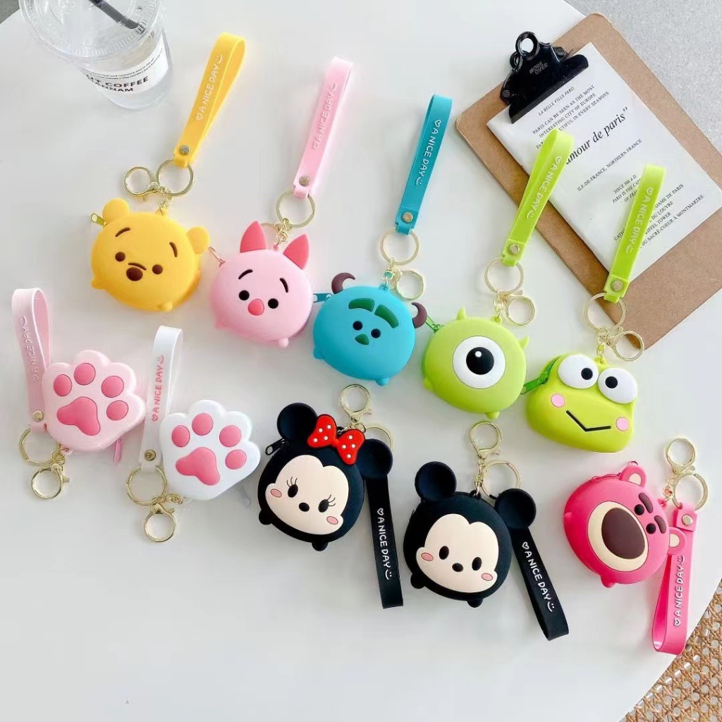 Ví đựng đồ mini có dây kéo khoá làm bằng silicon hoạ tiết hoạt hình dễ thương
