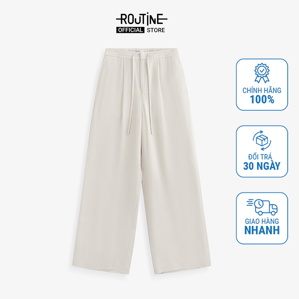 Quần Vải Nữ Ống Rộng Rút Dây Trơn Form Wide Leg - Routine 10S23PFOW017