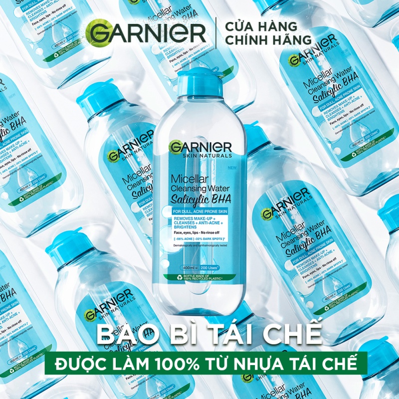 Bộ 2 Nước tẩy trang Garnier Cho Da Dầu Mụn Salicylic BHA Micellar 400ml x 2 (mới)