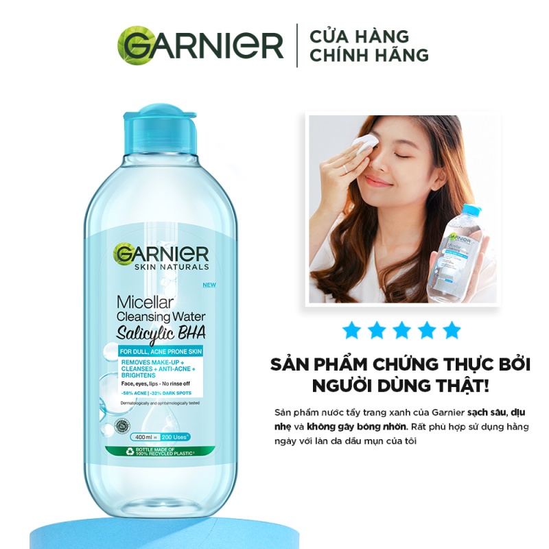 Bộ 2 Nước tẩy trang Garnier Cho Da Dầu Mụn Salicylic BHA Micellar 400ml x 2 (mới)