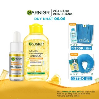 Bộ đôi Tinh chất sáng da Garnier Bright Complete Booster Serum 15ml & Nước Tẩy Trang Garnier Micellar Water 125ml