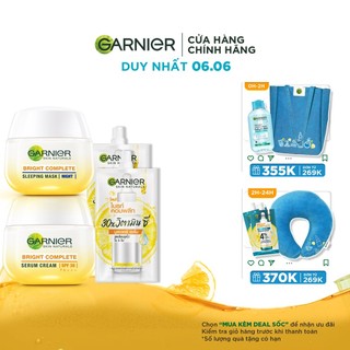 Bộ đôi tinh chất và kem dưỡng làm sáng da Garnier Light Complete Vitamin C Serum Cream