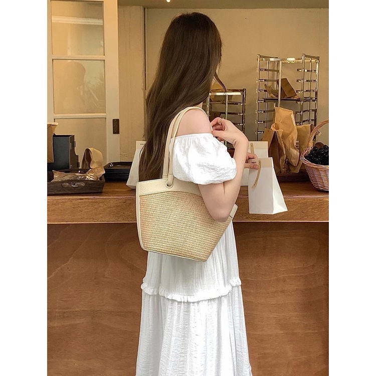 Hàng Mới Về Mới Túi Xách Đan Lát Phong Cách Retro Pháp Cho Nữ