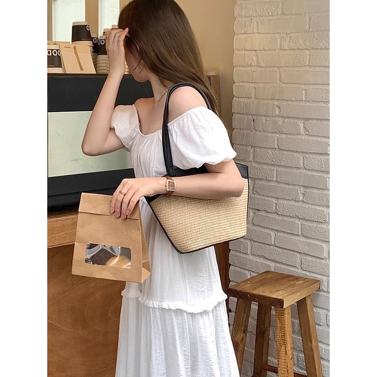 Hàng Mới Về Mới Túi Xách Đan Lát Phong Cách Retro Pháp Cho Nữ