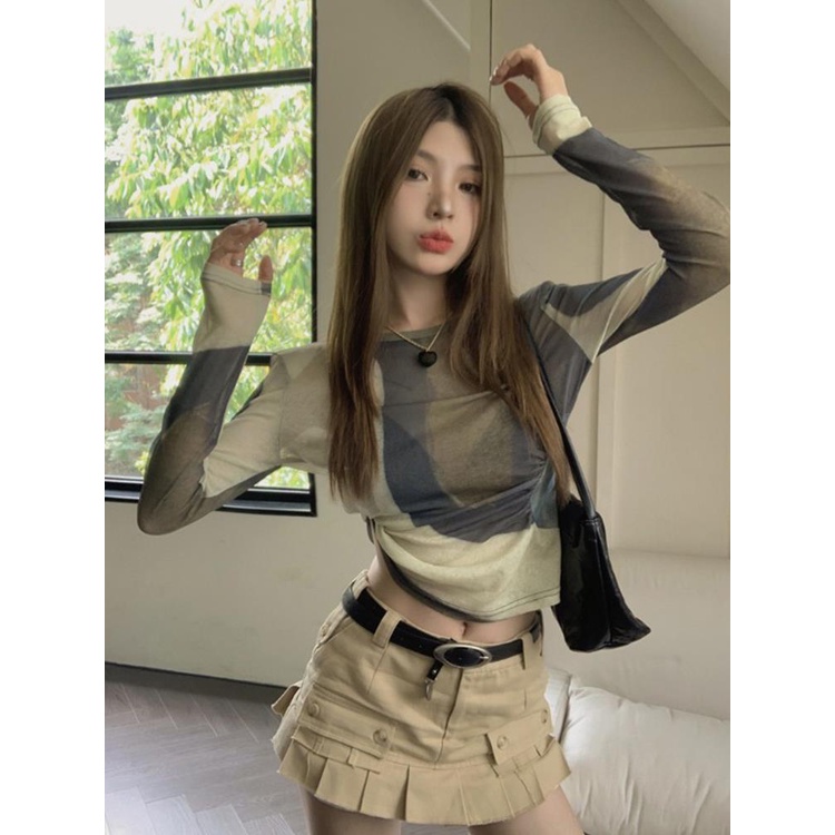 Áo Thun Ngắn Tay Dài Dáng Ôm In Họa Tiết Phong Cách Hong Kong Cổ Điển Thời Trang Mùa Hè Hàng Mới Dành Cho Bạn Nữ