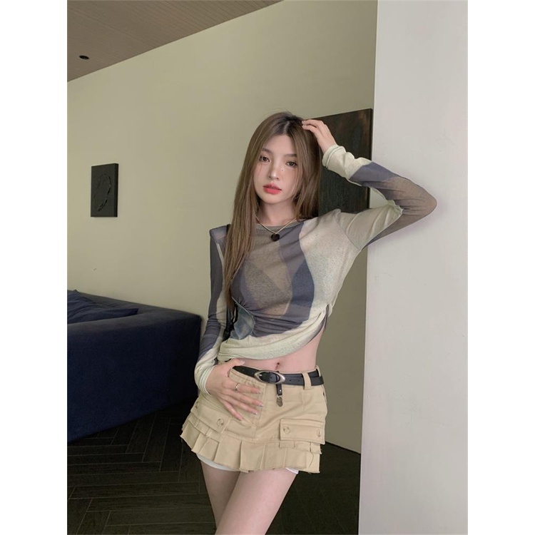 Áo Thun Ngắn Tay Dài Dáng Ôm In Họa Tiết Phong Cách Hong Kong Cổ Điển Thời Trang Mùa Hè Hàng Mới Dành Cho Bạn Nữ