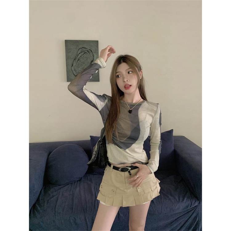 Áo Thun Ngắn Tay Dài Dáng Ôm In Họa Tiết Phong Cách Hong Kong Cổ Điển Thời Trang Mùa Hè Hàng Mới Dành Cho Bạn Nữ