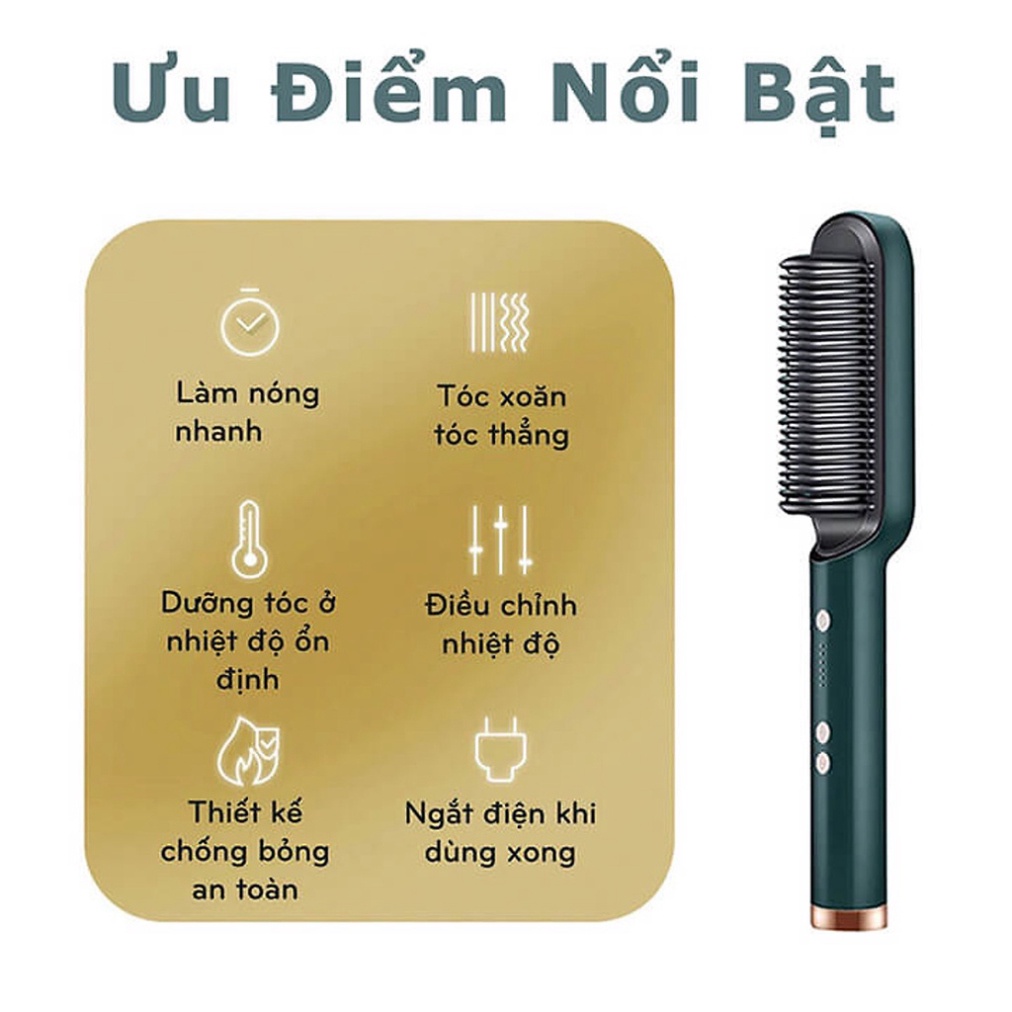 Lược Điện Chải Tóc Tạo Kiểu Chuyên Nghiệp - Uốn Duỗi Ép Tóc Đa Năng 3 In 1 Chuẩn Salon Tại Nhà