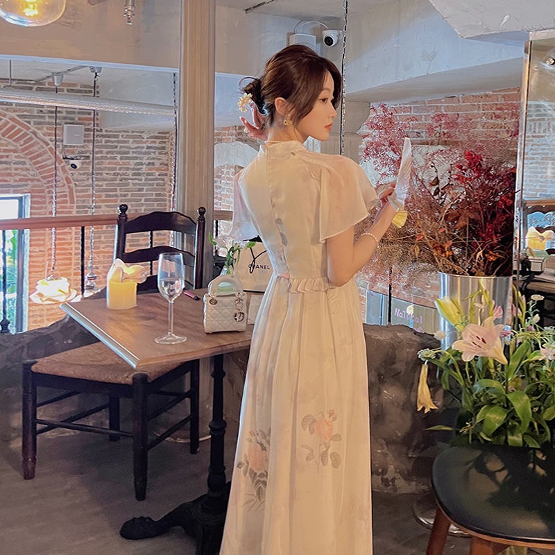 Đầm Sườn Xám Cách Tân Dáng Dài Phong Cách Trung Hoa Mới