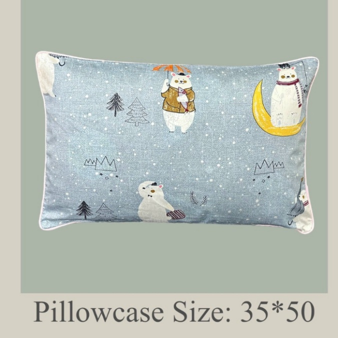 Gối trẻ em Ameli tặng kèm ruột size 30x50cm, Gối cho bé đi học thoáng khí chất cotton Hàn cao cấp Bongchipbeading