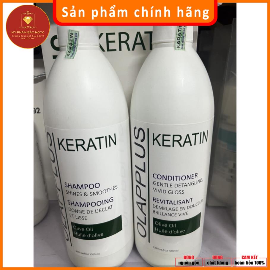 Dầu gội xả OLAPPLUS Keratin 1000ml x2 mềm mượt hàng chính hãng