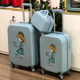 Vali kéo du lịch Quảng Châu, vali nhựa dẻo Abs, Size 20+24 inch kèm cốp