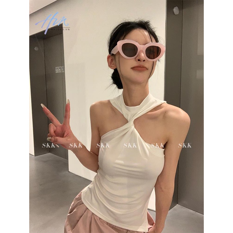 Áo Hai Dây Mùa Hè Màu Trơn Phong Cách Niche Nóng Bỏng Cho Nữ