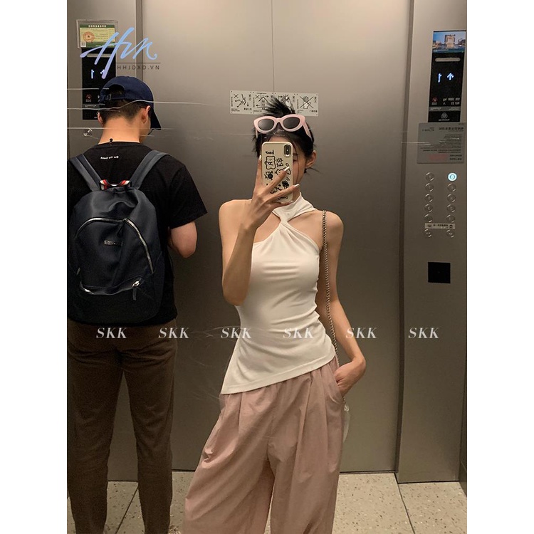 Áo Hai Dây Mùa Hè Màu Trơn Phong Cách Niche Nóng Bỏng Cho Nữ