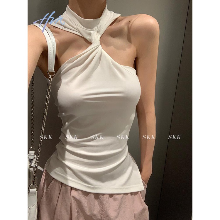 Áo Hai Dây Mùa Hè Màu Trơn Phong Cách Niche Nóng Bỏng Cho Nữ