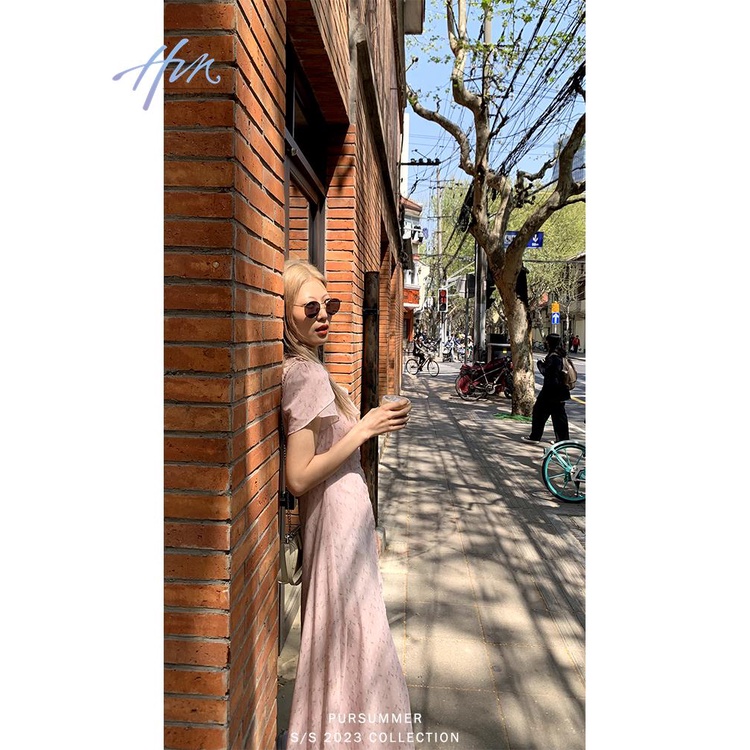 Đầm Dài Phối Bèo Nhún Thời Trang Mới 2023