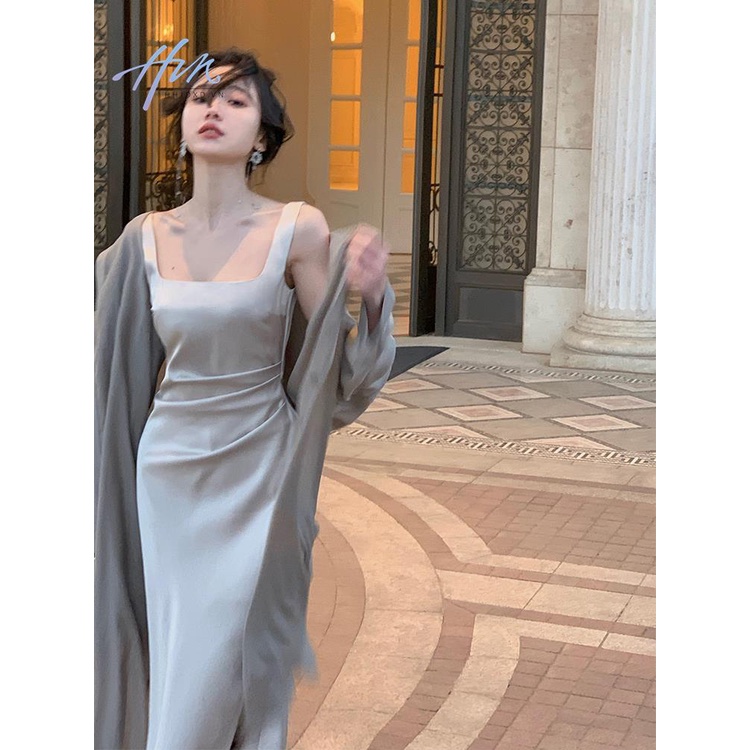 Đầm Hai Dây Vải Satin Cao Cấp Dáng Dài Ôm Cơ Thể Kiểu Pháp Thời Trang Mùa Hè Cho Bạn Gái
