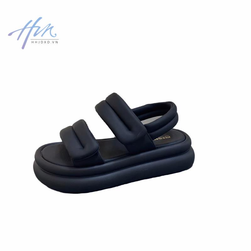 Sandal Đi Biển Quai Dán Chất Liệu Da Thật Đế Dày Thời Trang Mùa Hè 2023 Cho Nữ