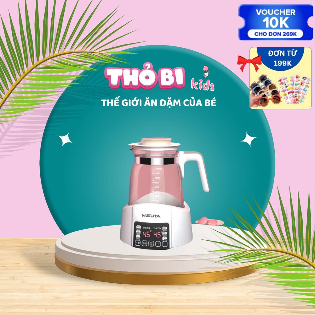 Máy Đun Nước Pha Sữa Siêu Tốc Giữ Nhiệt Khử Clo Thông Minh MISUTA 1.2 Lít (Bản Tiếng Việt)