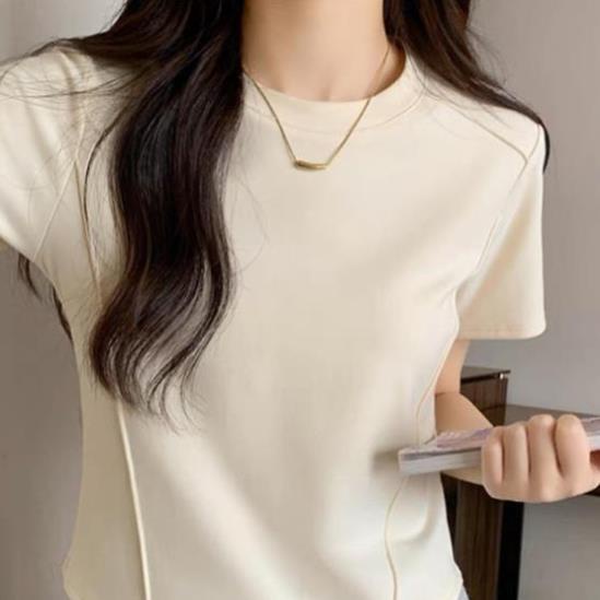 Áo thun baby tee nữ viền trơn 100% Cotton tay ngắn mùa hè Ma050 Kimee | BigBuy360 - bigbuy360.vn