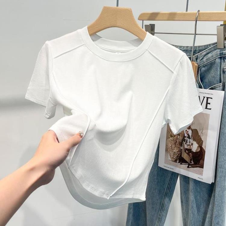 Áo thun baby tee nữ viền trơn 100% Cotton tay ngắn mùa hè Ma050 Kimee | BigBuy360 - bigbuy360.vn