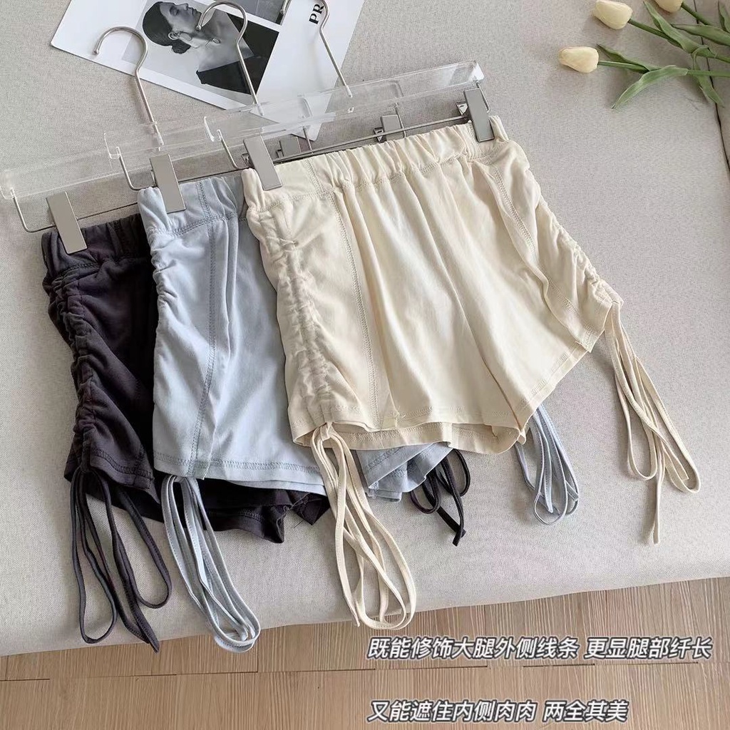 Quần Short Thể Thao Lưng Cao Dáng Rộng Cột Dây Thời Trang Mùa Hè Cho Nữ