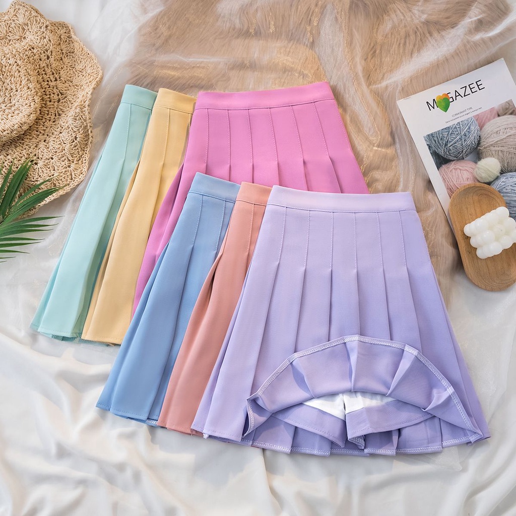 Jiashucheng Chân Váy Ngắn Dáng Chữ a Lưng Cao Xếp Ly Màu Tím Thời Trang Xuân Hè Phong Cách Mới Dành Cho Bạn Nữ jk