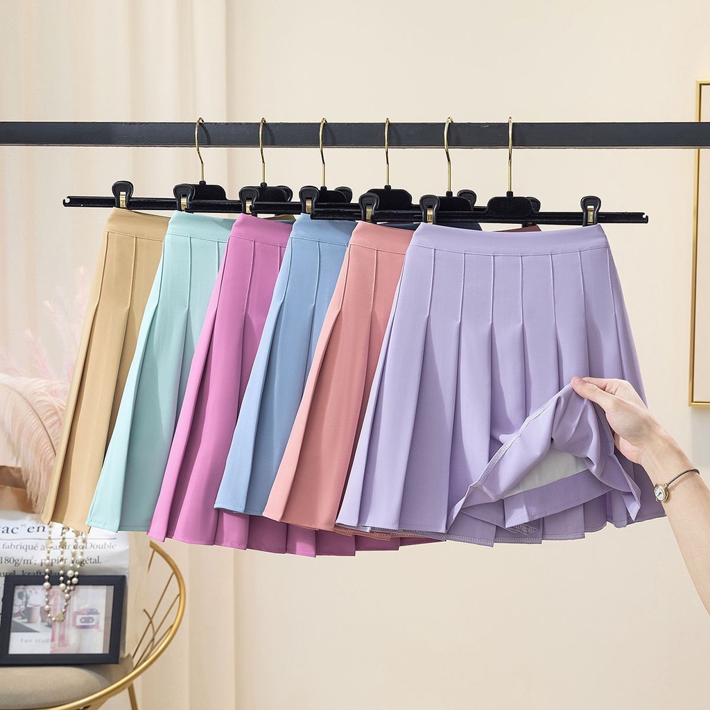 Jiashucheng Chân Váy Ngắn Dáng Chữ a Lưng Cao Xếp Ly Màu Tím Thời Trang Xuân Hè Phong Cách Mới Dành Cho Bạn Nữ jk