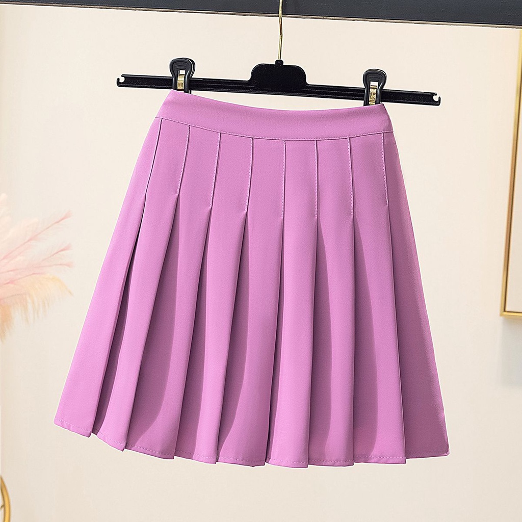 Jiashucheng Chân Váy Ngắn Dáng Chữ a Lưng Cao Xếp Ly Màu Tím Thời Trang Xuân Hè Phong Cách Mới Dành Cho Bạn Nữ jk