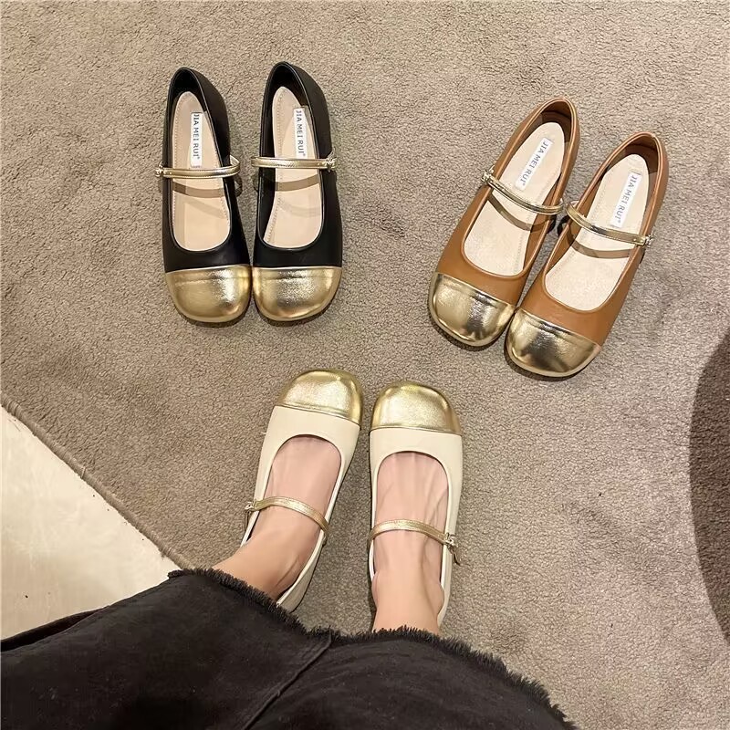 Giày Búp Bê Mary Jane Đế Bằng Cài Khóa Thiết Kế Mới 2023 Size 35-43 Thời Trang Cho Nữ