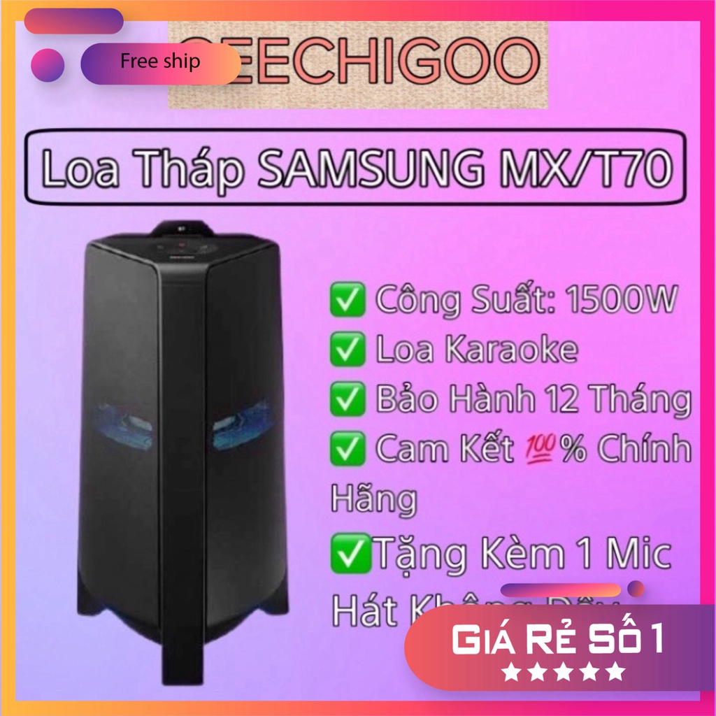 KM Loa Tháp Samsung MX-T70/XV 1500W hàng chính hãng 100% Tặng kèm 2 Mic Hát Không Dây chất lượng