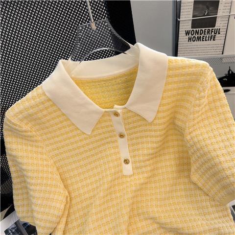 Áo Sơ Mi Polo Ngắn Tay Họa Tiết Ca Rô Ca Rô Phong Cách Hàn Quốc Dành Cho Nữ