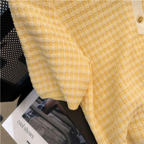 Áo Sơ Mi Polo Ngắn Tay Họa Tiết Ca Rô Ca Rô Phong Cách Hàn Quốc Dành Cho Nữ