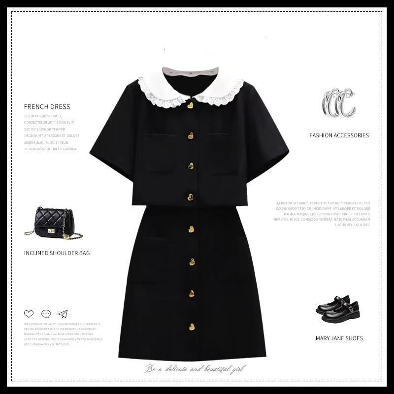 Đầm Sơ Mi Đen Tay Ngắn Phong Cách Pháp Thời Trang Mùa Hè Hàng Mới 2023 Dành Cho Bạn Nữ