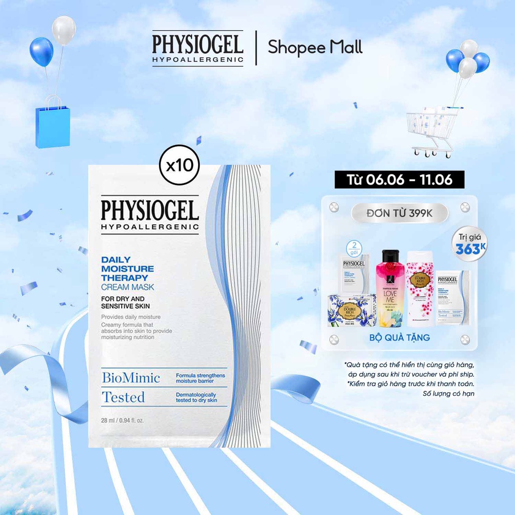Combo 10 mặt nạ dưỡng ẩm cao cấp Physiogel giúp làn da rạng rỡ căng bóng-28mlx10