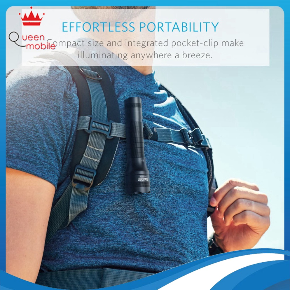 Đèn pin Anker Bolder LC40 pin sạc, 400 lumen, 5 chế độ sáng, chống nước ip65 - CHÍNH HÃNG PHÂN PHỐI, BẢO HÀNH 18 THÁNG [