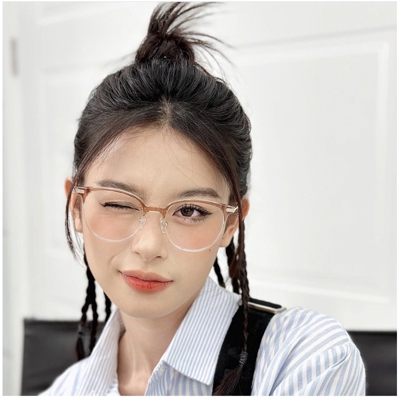 Kính giả cận, Gọng kính cận nữ dáng tròn hợp kim cao cấp 9876 Jolie eyewear