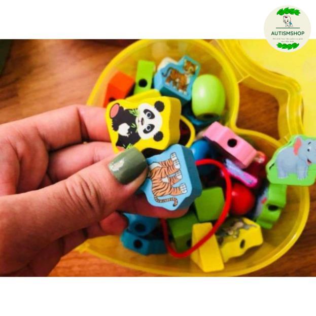 Bộ đồ chơi xâu hạt ⚡ TOP BÁN CHẠY ⚡ Đồ chơi xâu hạt gỗ trái tim phát triển tư duy cho bé