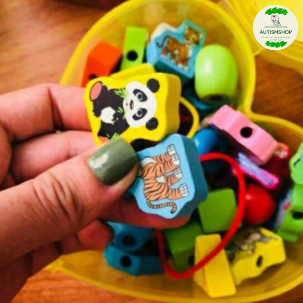 Bộ đồ chơi xâu hạt ⚡ TOP BÁN CHẠY ⚡ Đồ chơi xâu hạt gỗ trái tim phát triển tư duy cho bé